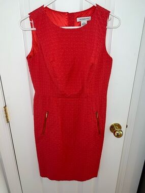 Liz Claiborne Sleeveless Textured Sheath Dress with Zip Pockets! Gorgeous Dress